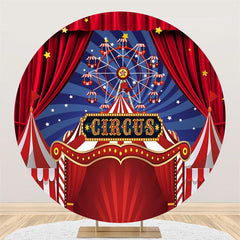 Lofaris Circus Red Curtain Ferris Wheel Circle Backdrop