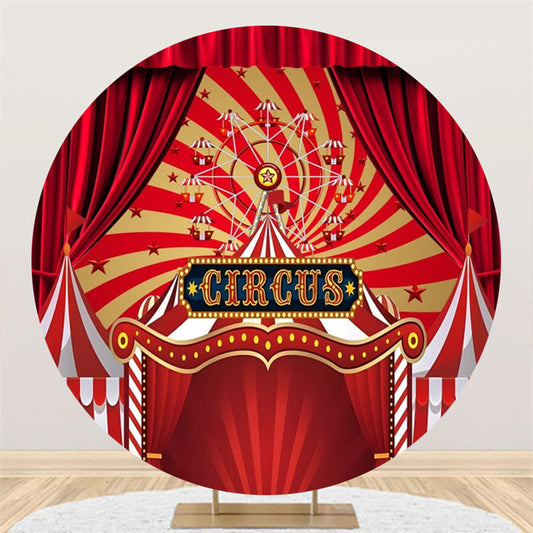Lofaris Circus Red Star Curtain Stripes Circle Backdrop