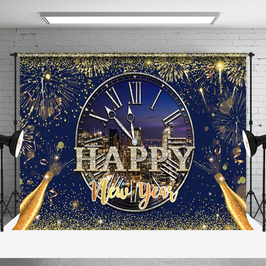 Lofaris City Night Scene Sparkle Happy New Year Backdrop