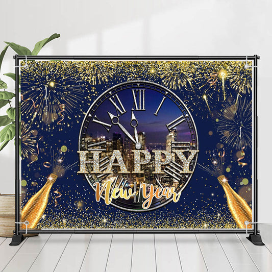 Lofaris City Night Scene Sparkle Happy New Year Backdrop