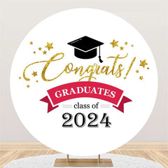 Lofaris Class 2024 Golden Congrats Round Graduation Backdrop
