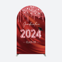 Lofaris Class 2024 Red Rose Pink Sparkle Grad Arch Backdrop