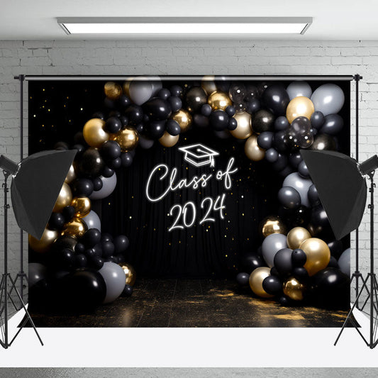 Lofaris Class Of 2024 Glitter Sequin Balloons Backdrop