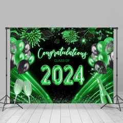 Lofaris Class Of 2024 Green Balloons Graduation Backdrop