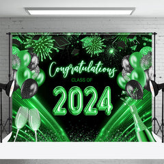 Lofaris Class Of 2024 Green Balloons Graduation Backdrop