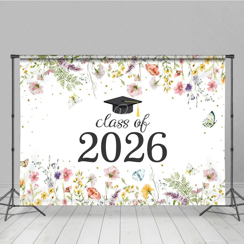 Lofaris Class Of 2026 Spring Bloosom Flower Graduation Backdrop