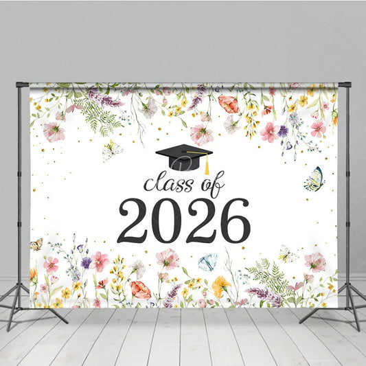 Lofaris Class Of 2026 Spring Bloosom Flower Graduation Backdrop