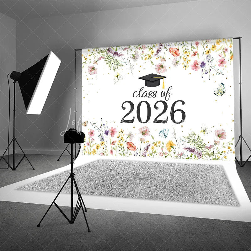 Lofaris Class Of 2026 Spring Bloosom Flower Graduation Backdrop