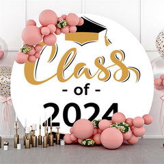 Lofaris Class of 2024 White Wall Round Graduation Backdrop