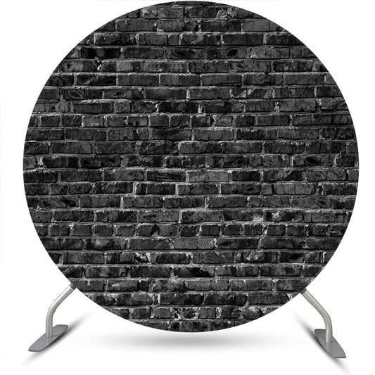 Lofaris Classic Black Brick Wall Round Backdrop For Birthday