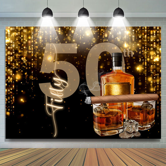 Lofaris Classic Black Gold Cheers To 50 Birthday Backdrop