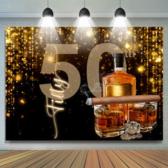 Lofaris Classic Black Gold Cheers To 50 Birthday Backdrop