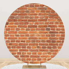Lofaris Classic Faded Red Brick Wall Round Party Backdrop