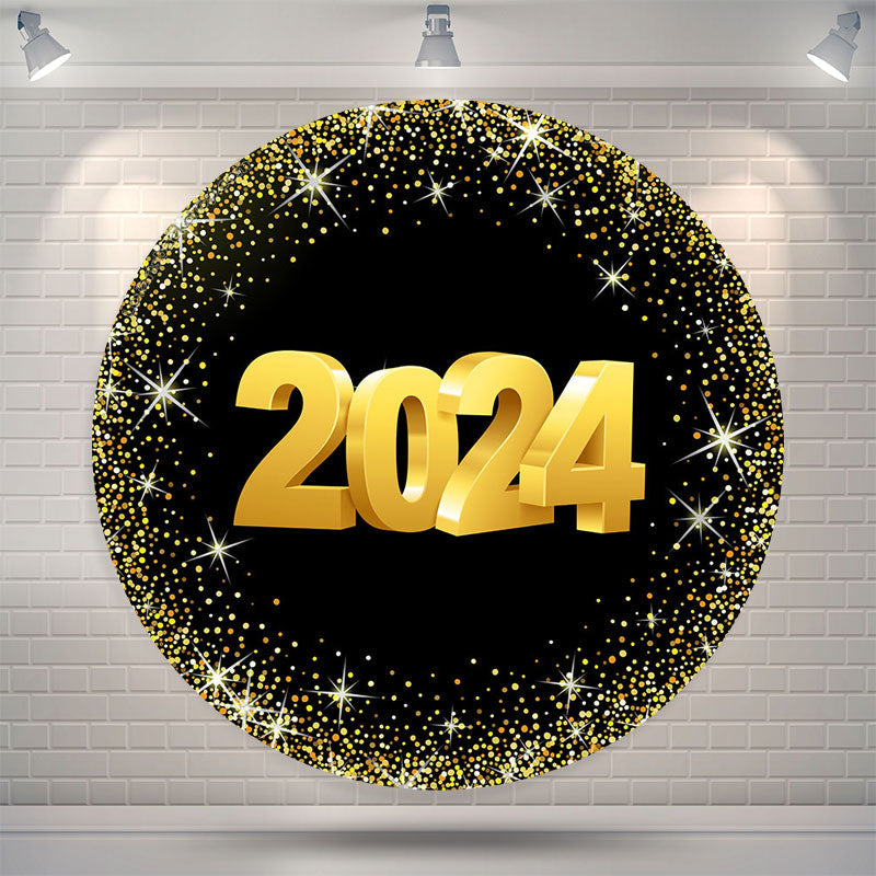 Lofaris Classic Happy 2024 New Year Circle Holiday Backdrop