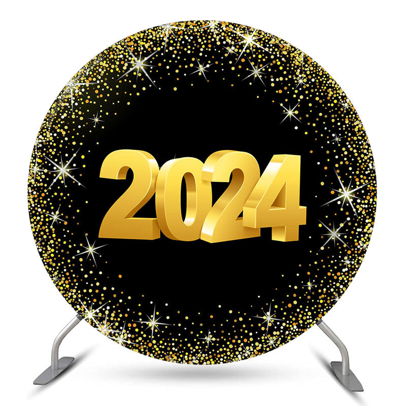 Lofaris Classic Happy 2024 New Year Circle Holiday Backdrop