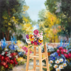 Lofaris Classic Oil Painting Flower Forest Spring Backdrop
