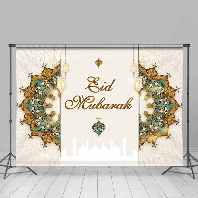 Lofaris Classical Mandala Pattern Beige Eid Mubarak Backdrop