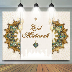 Lofaris Classical Mandala Pattern Beige Eid Mubarak Backdrop