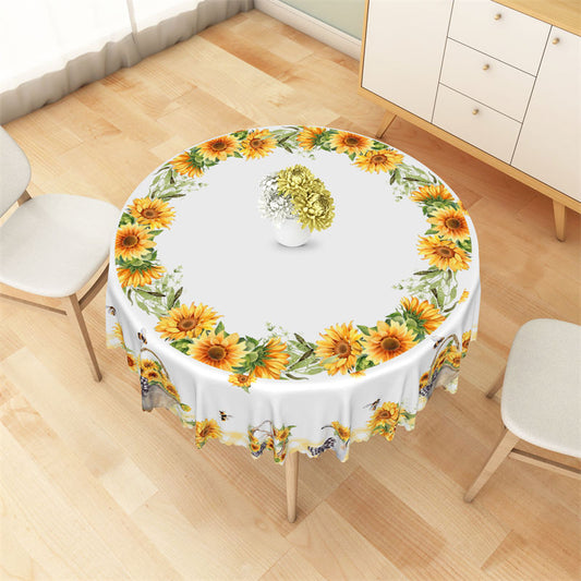 Lofaris Classy Sunflower Wreath Pattern Round Tablecloth