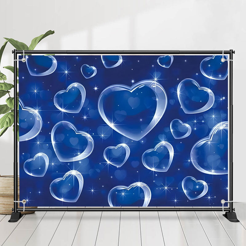 Lofaris Clear Transparent Crystal Hearts Blue Bokeh Backdrop