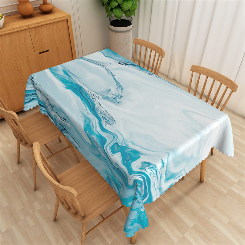 Lofaris Clear Water Wave Streak Blue Rectangle Tablecloth