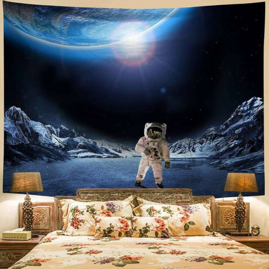 Lofaris Astronauts And Light Galaxy Novelty Mountain Wall Tapestry