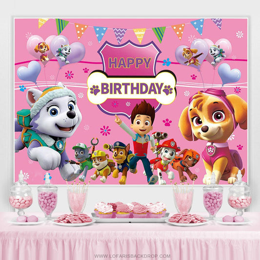 Lofaris Cartoon Dog Birthday Backdrop For Girls Room Decor