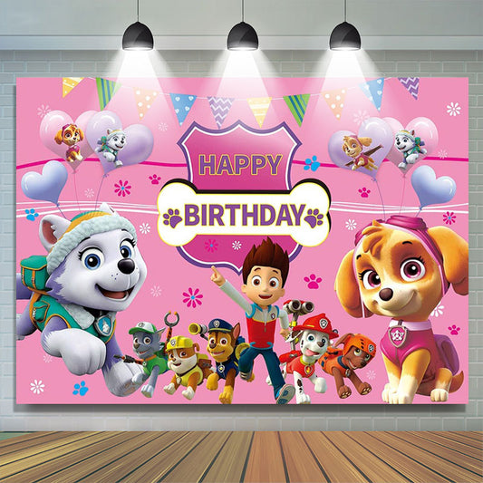 Lofaris Cartoon Dog Birthday Backdrop For Girls Room Decor