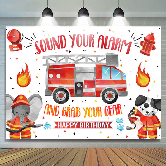 Lofaris Sound Your Alarm Fire Fighting Style Birthday Backdrop