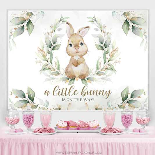 Lofaris Cute Bunny Is On The Way Baby Shower Backdrop