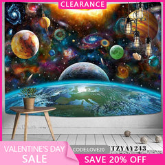 (Ship In 24HR) Galactic Planet Galaxy Trippy 3D Printed Wall Tapestry