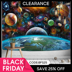 (Ship In 24HR) Galactic Planet Galaxy Trippy 3D Printed Wall Tapestry