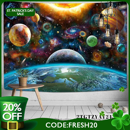 (Ship In 24HR) Galactic Planet Galaxy Trippy 3D Printed Wall Tapestry