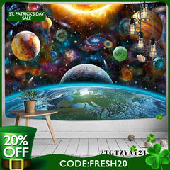 (Ship In 24HR) Galactic Planet Galaxy Trippy 3D Printed Wall Tapestry