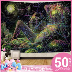 (Ship In 24HR) Life Girl Galaxy Trippy Novelty Abstract Wall Tapestry