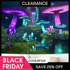 (Ship In 24HR) Light Mushroom Trippy Novelty Lake Galaxy Wall Tapestry