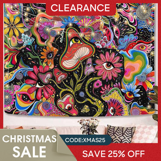 (Ship In 24HR) Psychedelic Flower Eyes Abstract Cartoon Wall Tapestry