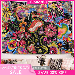 (Ship In 24HR) Psychedelic Flower Eyes Abstract Cartoon Wall Tapestry