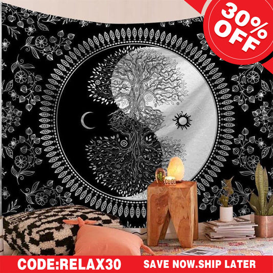 (Ship In 24HR) Tree Of Life Tree Moon Divination Family Wall Tapestry