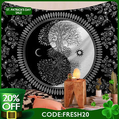(Ship In 24HR) Tree Of Life Tree Moon Divination Family Wall Tapestry