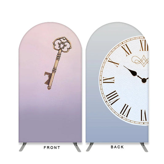 Lofaris Clock And Key Double Sided Arch Backdrop for Party