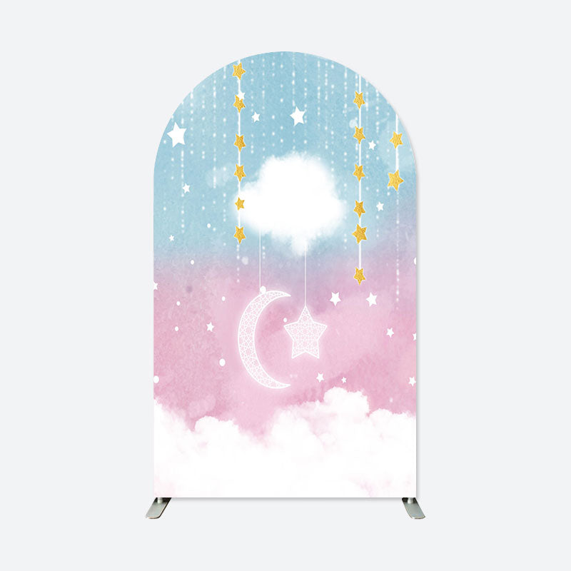 Lofaris Cloud Pink Blue Baby Shower Party Arch Backdrop