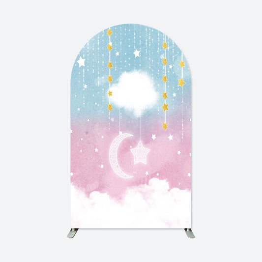 Lofaris Cloud Pink Blue Baby Shower Party Arch Backdrop