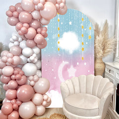 Lofaris Cloud Pink Blue Baby Shower Party Arch Backdrop