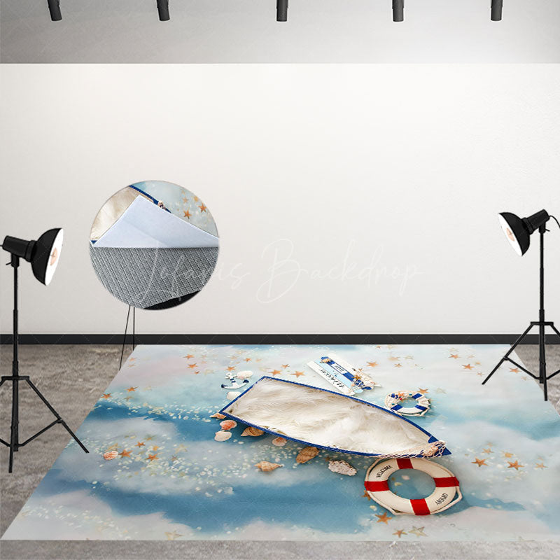 Lofaris Cloud Star Newborn Boat Nautical Floor Backdrop