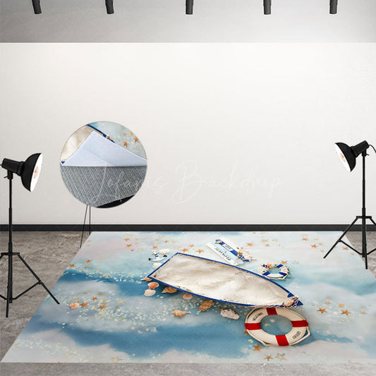 Lofaris Cloud Star Newborn Boat Nautical Floor Backdrop