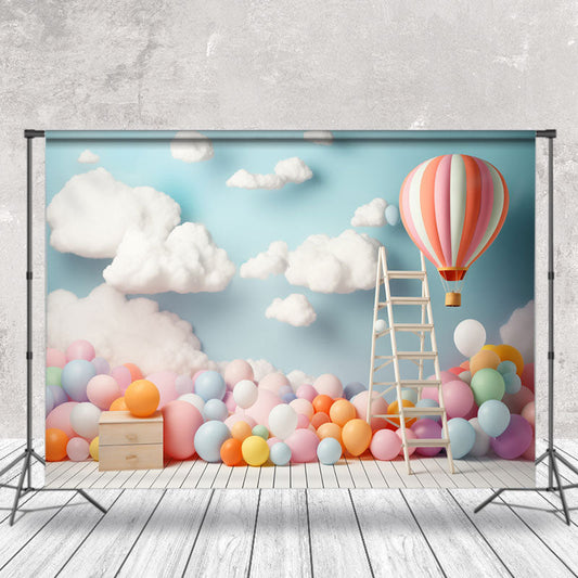 Lofaris Cloud Wall Colored Ball Birthday Cake Smash Backdrop