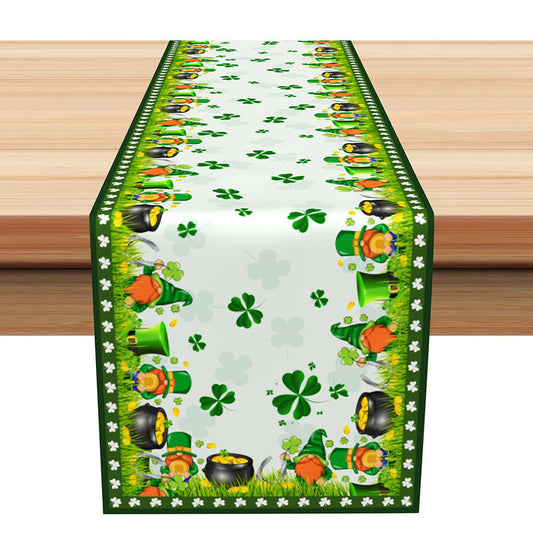 Lofaris Clovers Grass Green Hat St Patricks Day Table Runner
