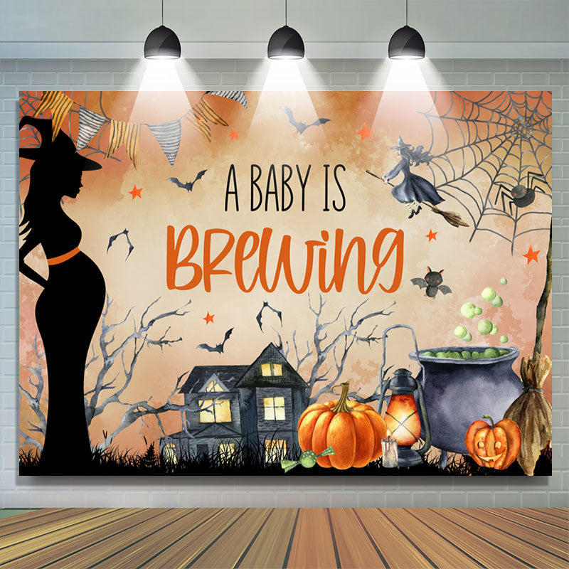 Lofaris Cobweb Pumpkin Halloween Brew Baby Shower Backdrop