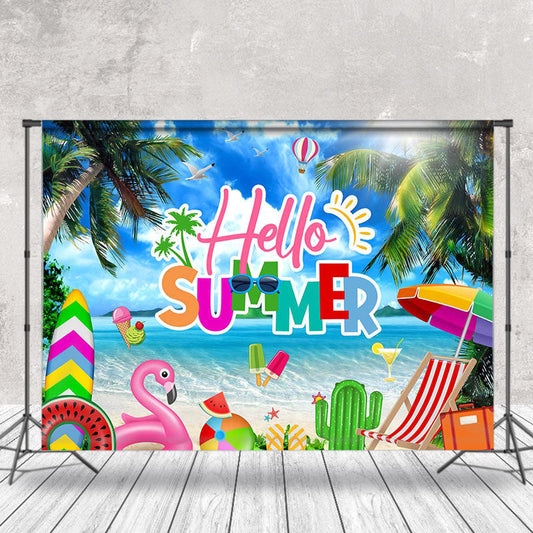 Lofaris Coconut Tree Sun Beach Summer Backdrop For Photo